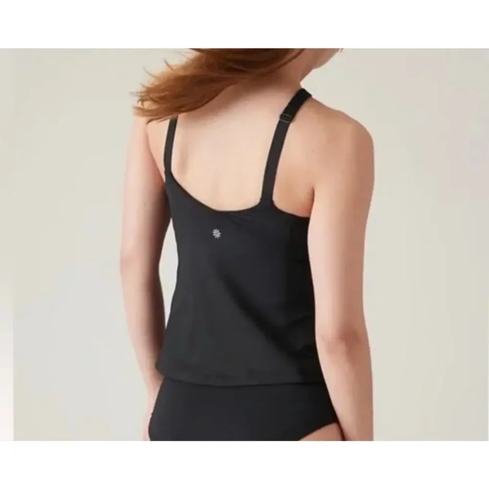 ATHLETA S Crossed Tankini Swim Top Black Small
